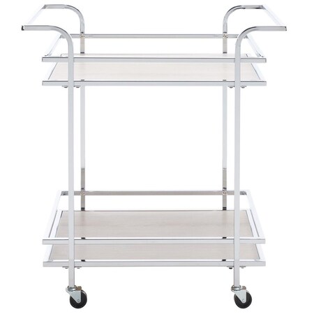 Safavieh 29.5 x 17.9 x 32.6 in. Lameris 2 Tier Bar Cart with Handles - Chrome & Grey BCT8011C